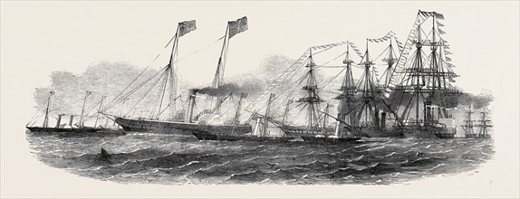 HER MAJESTY'S CRUISE, THE ROYAL SQUADRON LEAVING THE ISLE OF WIGHT, 1852