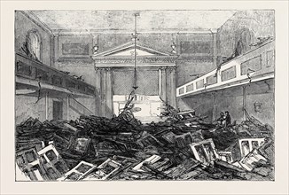 THE RIOT AT STOCKPORT: INTERIOR OF THE ROMAN CATHOLIC CHAPEL AT EDGELEY, 1852