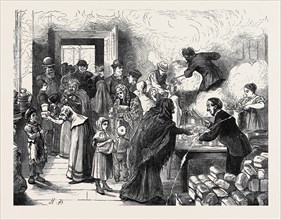 THE DISTRESS AT SHEFFIELD: DISTRIBUTING SOUP AT BRIGHTSIDE, 1879