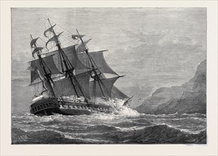 THE AMERICAN FRIGATE CONSTITUTION ON SHORE AT SWANAGE POINT, 1879