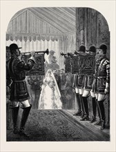 MARRIAGE OF H.R.H. THE DUKE OF CONNAUGHT AT WINDSOR: STATE TRUMPETERS ANNOUNCING THE APPROACH OF