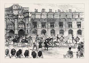 THE ROYAL WEDDING AT WINDSOR: DEPARTURE OF THE BRIDE AND BRIDEGROOM FOR CLAREMONT, 1879