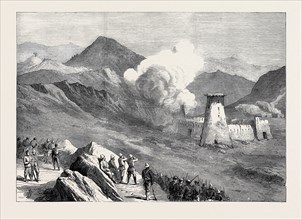 THE AFGHAN WAR: BLOWING UP TOWERS AND DESTRUCTION OF VILLAGE OF KASSABA, AFREEDI COUNTRY, 1879
