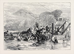 THE ZULU WAR: TROOPS ON THEIR WAY TO THE FRONT, DIFFICULTIES OF TRANSPORT, 1879