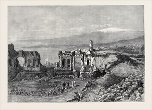THE DUKE AND DUCHESS OF CONNAUGHT IN SICILY: ANCIENT GREEK THEATRE AT TAORMINA, 1879