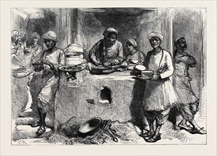 THE AFGHAN WAR: A COOK'S SHOP IN THE BAZAAR, JELLALABAD, 1879