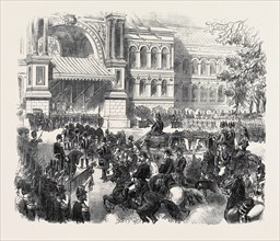 DISTRIBUTION OF PRIZES OF THE PARIS EXHIBITION: ARRIVAL OF THE EMPEROR AT THE PALACE OF INDUSTRY,