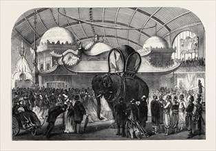 THE PARIS INTERNATIONAL EXHIBITION: MODEL OF AN ELEPHANT IN THE SIAMESE SECTION OF THE MACHINE