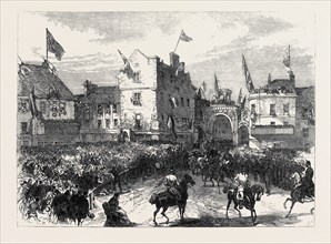 THE QUEEN'S VISIT TO THE SCOTTISH BORDER: RECEPTION OF THE QUEEN IN THE MARKET-SQUARE, JEDBURGH,
