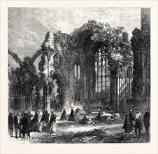 THE QUEEN'S VISIT TO THE SCOTTISH BORDER: HER MAJESTY AT MELROSE ABBEY, UK, 1867