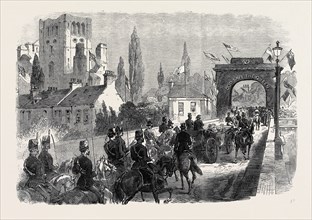 THE QUEEN'S VISIT TO THE SCOTTISH BORDER: THE QUEEN CROSSING KELSO BRIDGE, UK, 1867