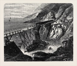 SCENE OF THE ACCIDENT AT BRAY HEAD, ON THE DUBLIN, WICKLOW, AND WEXFORD RAILWAY, IRELAND, 1867