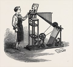 THE PARIS INTERNATIONAL EXHIBITION: DELCAMBRE'S TYPE DISTRIBUTING MACHINE, FRANCE, 1867