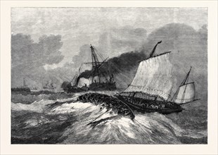 UPSETTING OF THE GORLESTON SALVAGE LIFE BOAT AT YARMOUTH, UK, 1867