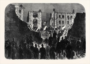 EFFECTS OF THE EXPLOSION AT THE HOUSE OF DETENTION, CLERKENWELL, SEEN FROM WITHIN THE PRISON YARD: