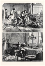 CHRISTMAS TIME, FIRST AND SECOND FLOORS, DRAWN BY ALFRED HUNT, 1867