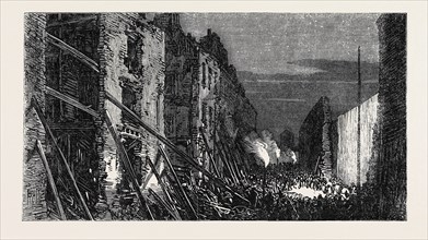 EFFECTS OF THE EXPLOSION AT CLERKENWELL: CORPORATION LANE BY NIGHT, LONDON, UK, 1867