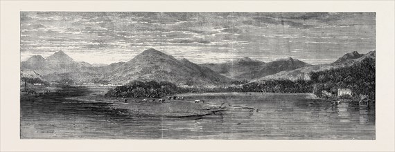 THE BAY OF FINLARIG, LOCH TAY, PERTHSHIRE, WITH THE MAUSOLEUM OF THE BREADALBANE FAMILY, 1862