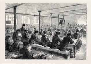 THE COTTON FAMINE: SCHOOL FOR MILL OPERATIVES AT MR. STIRLING'S MILL, LOWER MOSLEY-STREET,