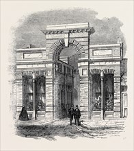ENTRANCE TO THE AGRICULTURAL HALL FROM THE HIGH STREET, ISLINGTON, 1862