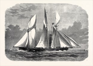 THE ROYAL THAMES YACHT CLUB SCHOONER MATCH: THE XANTHA AND GLORIANA ROUNDING AT THE NORE, 1866