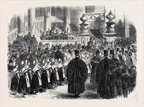 ANNUAL FESTIVAL OF CHARITY CHILDREN IN ST. PAUL'S CATHEDRAL: THE SOUTH DOOR, 1866, LONDON, UK