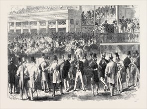 ASCOT RACES: THE BETTING RING AT ASCOT, UK, 1866