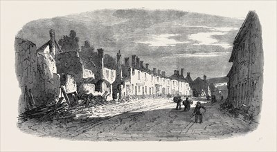 THE GREAT FIRE AT OTTERY ST. MARY, DEVONSHIRE: RUINS OF MILL STREET, UK, 1866
