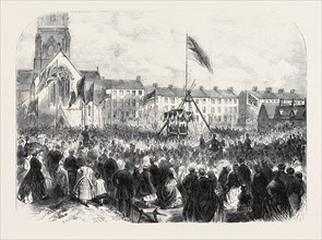 LORD RAVENSWORTH LAYING THE FOUNDATION STONE OF THE NEWCASTLE FREE GRAMMAR SCHOOL, UK, 1866