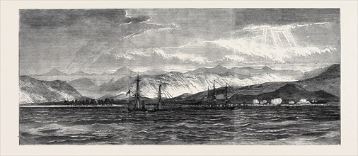 EXPEDITION OF A BRITISH FORCE FROM ADEN TO SHUGRA: VIEW OF SHUGRA FROM THE ANCHORAGE: THE TROOPS