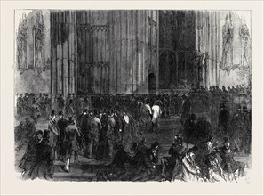 WESTMINSTER HALL ON THE NIGHT OF THE DIVISION ON THE REFORM BILL, LONDON, UK, 1866
