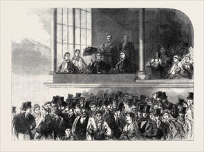 THE VOLUNTEER REVIEW AT BRIGHTON: THE ROYAL BALCONY AT THE GRAND STAND, UK, 1866