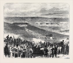 THE VOLUNTEERS AT BRIGHTON: SHOOTING FOR THE TOWN PRIZES AT THE SHEEPCOTE BATTERY, UK, 1866