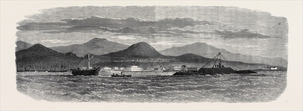 THE PERUVIAN IRONCLAD LOA ASHORE ON CALLAO SPIT, 1866