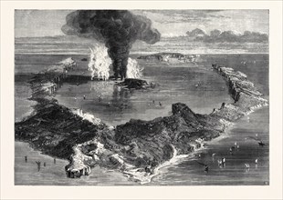 THE ISLAND OF SANTORIN, GREEK ARCHIPELAGO, WITH THE SUBMARINE VOLCANO, 1866