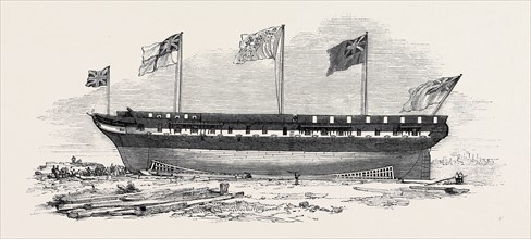 LAUNCH OF "THE MONARCH," EAST INDIAMAN, AT BLACKWALL