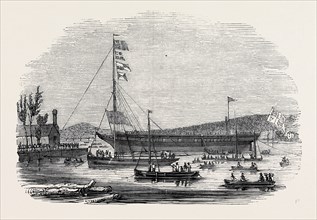 LAUNCH OF "THE WATERWITCH," AT COWES