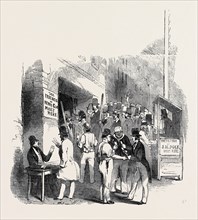 EXTERIOR OF A POLLING BOOTH, NEW YORK