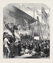 LORD DERBY LAYING THE FIRST STONE OF THE SEAMEN ORPHAN INSTITUTION, LIVERPOOL, 1871