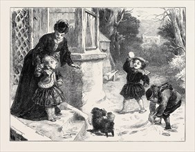 THE FIRST SNOWBALL, DRAWN BY R. PETHERICK, 1871