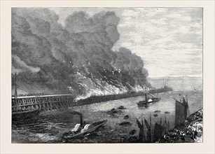 LEITH PIER ON FIRE, 1871