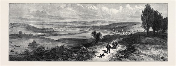 VIEW NEAR SANDRINGHAM, LOOKING NORTH-WEST TO DERSINGHAM AND THE RAILWAY AT WOLFERTON, 1871