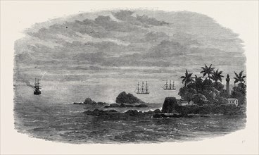 WRECK OF THE MAIL STEAM-SHIP RANGOON AT GALLE: THE KADIR ROCKS AT THE ENTRANCE TO GALLE HARBOUR,