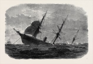 WRECK OF THE MAIL STEAM-SHIP RANGOON AT GALLE: THE RANGOON SINKING AFTER THE REMOVAL OF THE