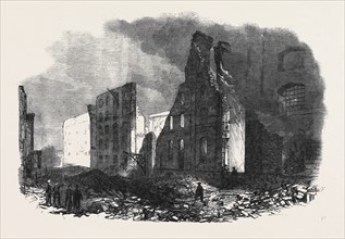 VIEW FROM COTTON'S YARD, SHOWING THE SPOT WHERE MR, BRAIDWOOD WAS KILLED, THE GREAT FIRE IN