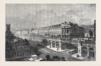 VIEW OF THE PROPOSED HIGH LEVEL ROAD OR VIADUCT FROM ST. SEPULCHRE'S CHURCH TO HATTON GARDEN,