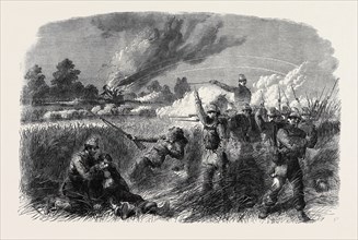 THE CIVIL WAR IN AMERICA: FIGHT AT HAINSVILLE, ON THE UPPER POTOMAC, ADVANCE OF THE WISCONSIN MEN