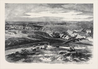 VIEW OF ST. PETER PORT, GUERNSEY, TAKEN ABOVE FORT GEORGE, SHOWING THE TOWN, HARBOUR AND ROADSTEAD