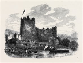 THE QUEEN'S VISIT TO IRELAND: HER MAJESTY EMBARKING AT ROSS CASTLE, LAKES OF KILLARNEY