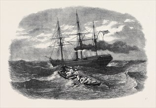 PICKING UP A MAN OVERBOARD FROM THE PENINSULAR AND ORIENTAL COMPANY'S SHIP CANDIA IN THE RED SEA.